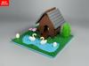 MOC Blocks Water Lake Pond River Duck House Swan Swim Scene Egg Lotus Animals Plant Construction Block Accessories Children's Toy