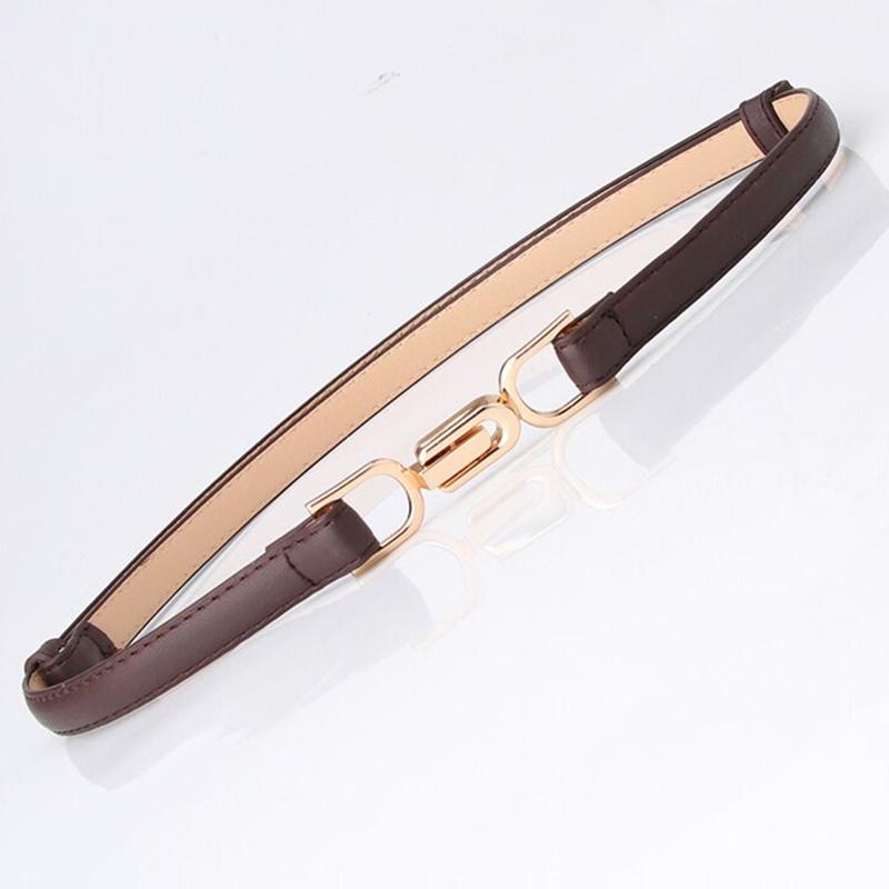 1 PCS Adjustable No Hole Matte Buckle Women Belt Slim PU Leather Strap For Dresses Shirts Black Waistband Fashion Accessory
