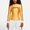 Nike X Ambush NBA Lakers Letter Print Splice Pullover Crew Neck Sweatshirt Women Tops Gold DB9568-723