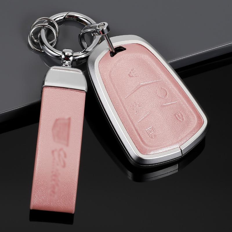 Genuine Leather Key Case for Cadillac XT5, CT5, XTS Key Fob - Unisex Design with Buckle