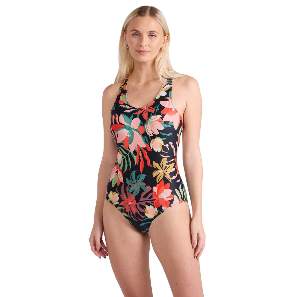 Animal Womens/Ladies Mia Leafy Floral Cross Back One Piece Swimsuit