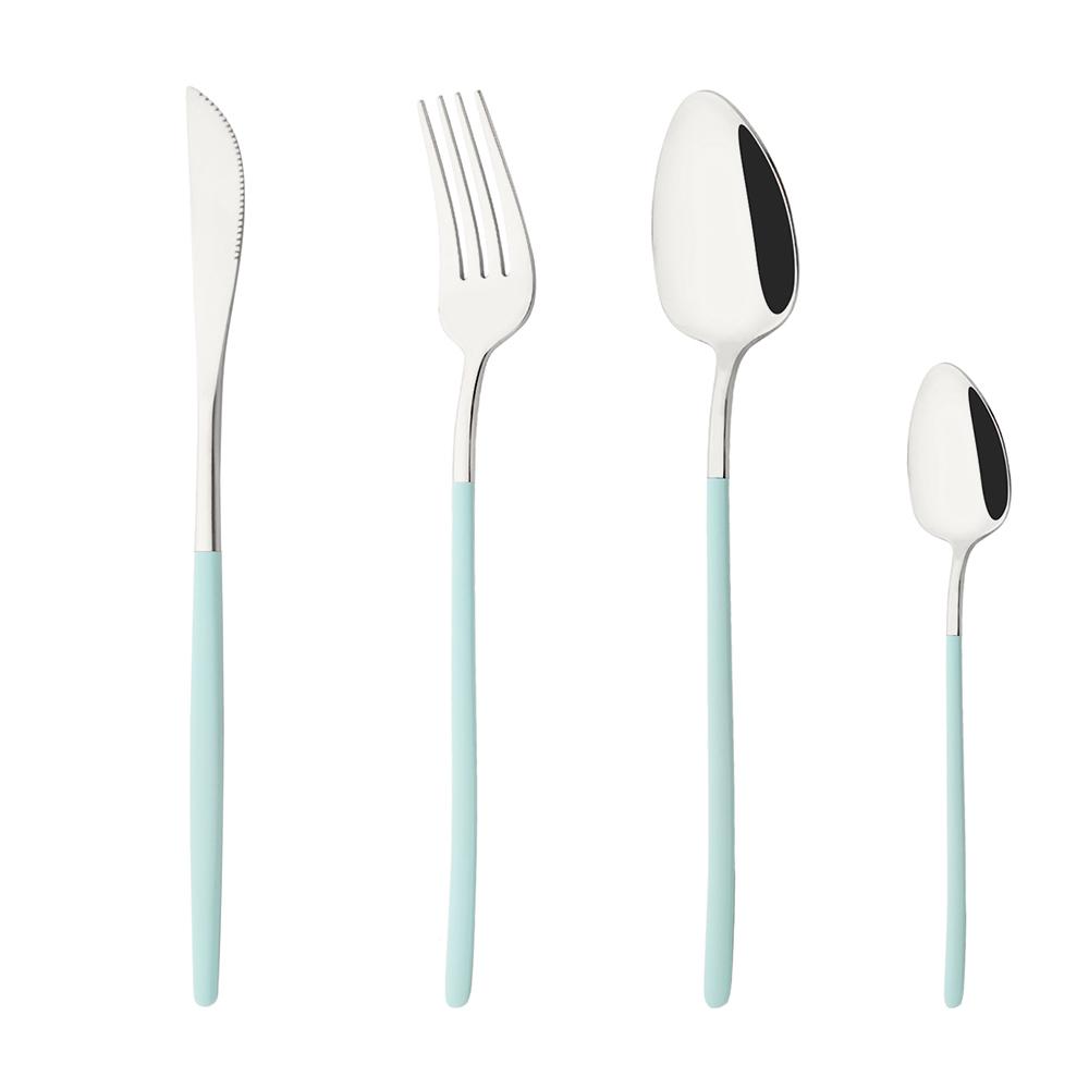 

Набор столовых приборов из 4 предметов, черная золотая столовая посуда, столовое серебро из нержавеющей стали, нож, вилка, ложка, столовые приборы, набор кухонных принадлежностей