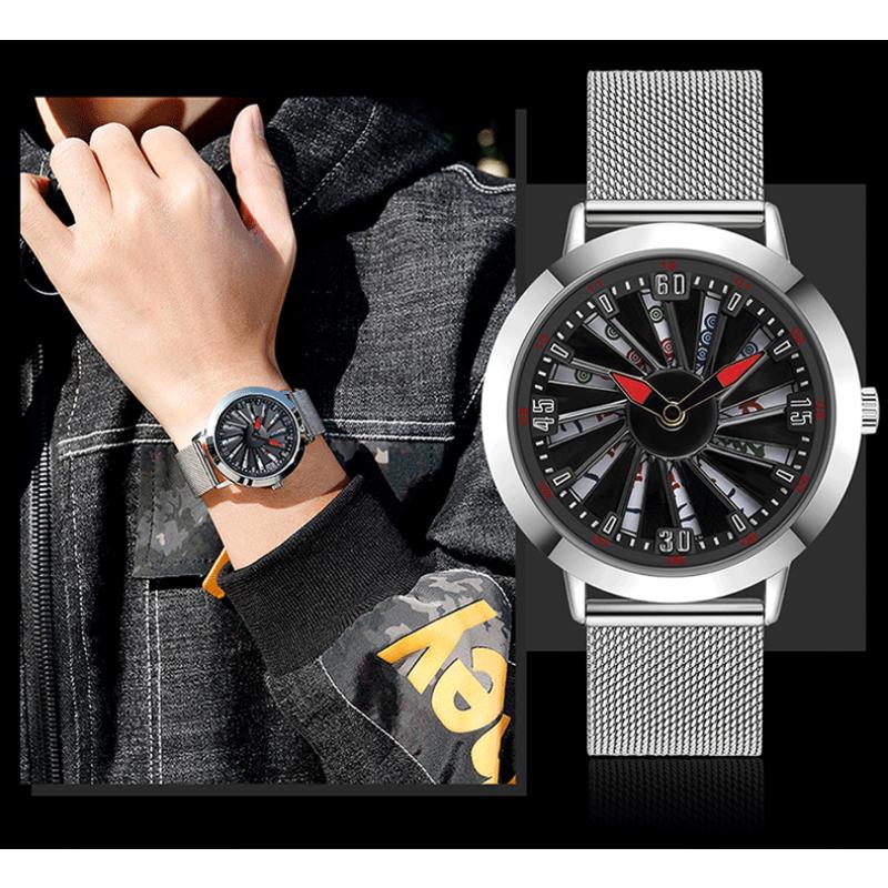 SANDA Neue Uhr kann Mahjong Hollow Large Turntable Fashion Personality Creative Concept Herrenuhr Herrenuhr ausführen