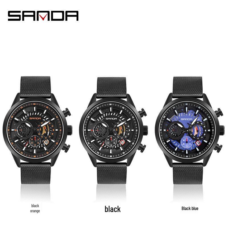 Sanda Men’s Six-Hand Waterproof Casual Business Watch - Korean Style Fashion Trend