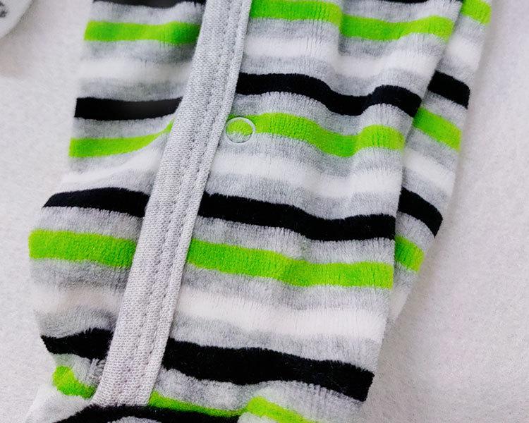 Neugeborenen Samt Strampler mit Füßen und langen Ärmeln für Jungen und Mädchen, Warmer Säuglings Anzug mit Druckknöpfen.