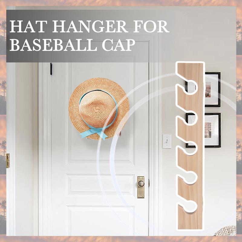 Trendový dřevěný věšák na klobouky z roku 2025 pro domácí dekorace s baseballovou čepicí, úsporný dřevěný organizér s policí na vystavení