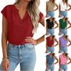 Women V Neck Short Sleeve Shirt Loose Casual Blouse Lightweight Summer Top Comfortable Fit Versatile Everyday Wear