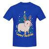 Unisex Capybara Reindeer Christmas T Shirt Vintage Plus Size Oneck Cotton Sleeve Custom Tshirt Unisex