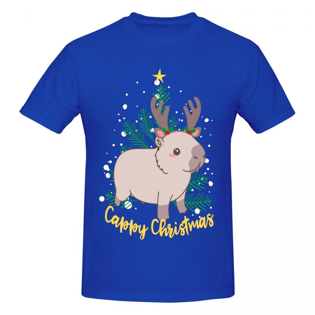 Unisex Capybara Reindeer Christmas T Shirt Vintage Plus Size Oneck Cotton Sleeve Custom Tshirt Unisex