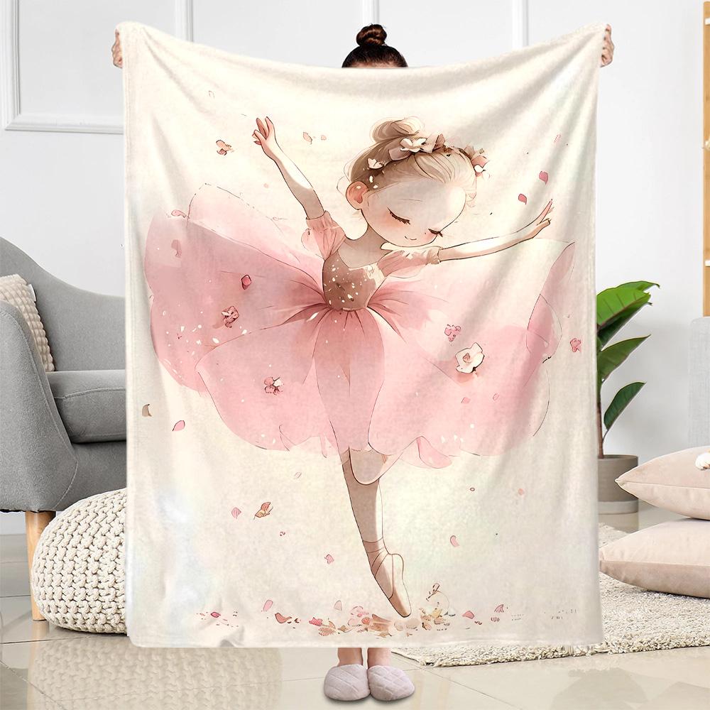 Dreamy Ballerina Flannel Blanket - Soft and Comfortable, Suitable for Sofas, Beds, Offices, Travel, and All Seasons, Making It A Perfect Holiday Gift.