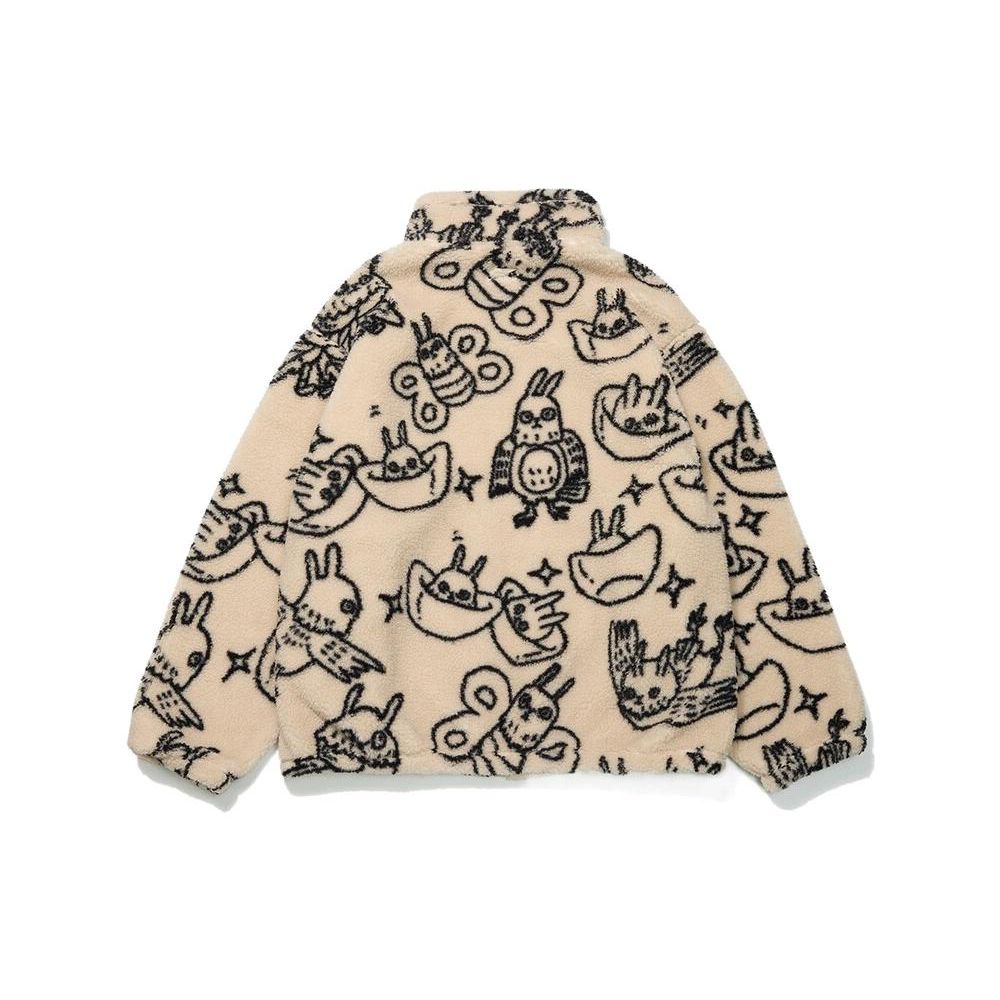 Li-Ning Cartoon Pattern Fleece Sports Jacket Unisex Jacket Moonlight-Gray AFDT007-1