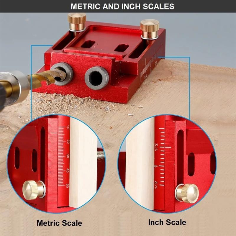 Pocket Hole Jig Kit Two Hole Wood Jig System Kit with Drill Guide and Step Drill Bit Woodworking Hole Punch Carpentry Tools
