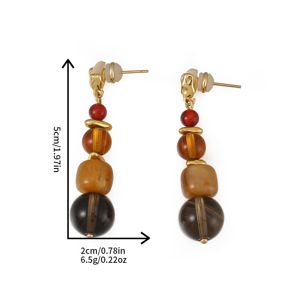 GEMCHIC Women s Vintage Amber Red Agate Geometric Drop Earrings for Autumn Winter