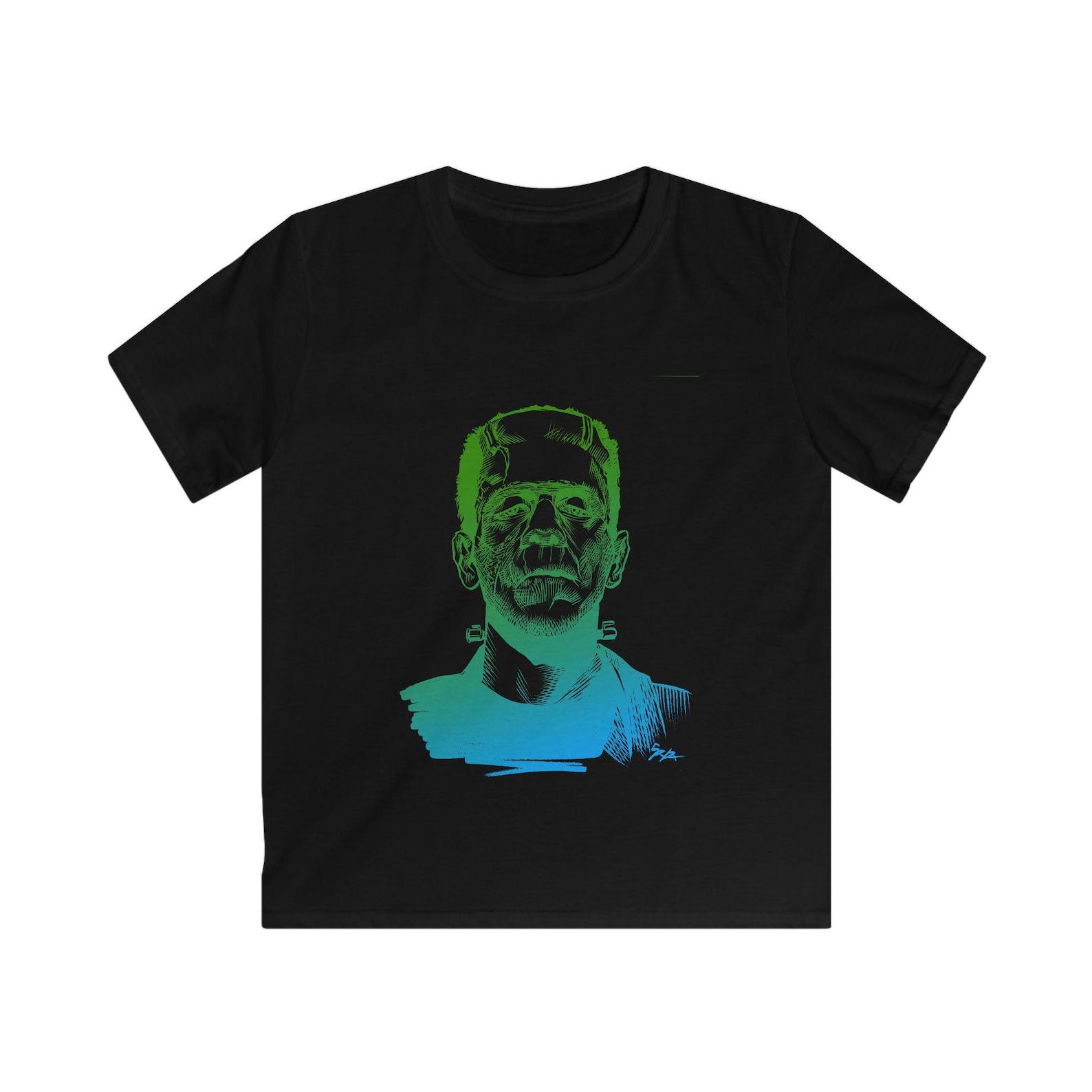 Frankenstein Kids Halloween Tee: Softstyle Monster Shirt S