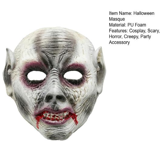 Halloween Horror Masque Zombie for Adults, Creepy Blood Scary Vampire Intense Dark Style Full Face Costume, Cosplay Party Realistic