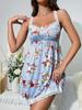 High-end quality ins casual pajamas small floral suspender skirt sexy babes girl fashion European and American women's nightgown