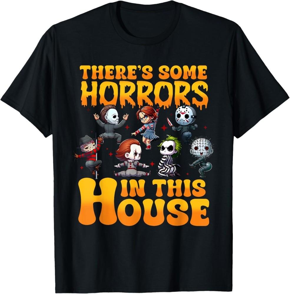 В этом доме есть кое-какие ужасы Забавная футболка с персонажами ужасов L