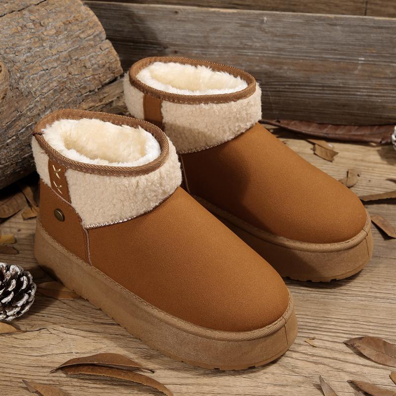 Casual Metal Decoration Mix Color Snow Boots Women 2025 Winter Warm Short Plush Ankle Booties Comfort Thick Bottom Fur Boots