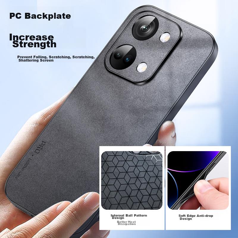 OnePlus ACE2V Phone Case, 1+ ACE2v Protective Cover, Shockproof, Full Lens Protection, Soft, Simple Luxury Silicone Outer Case,n, Leather Cover, Black