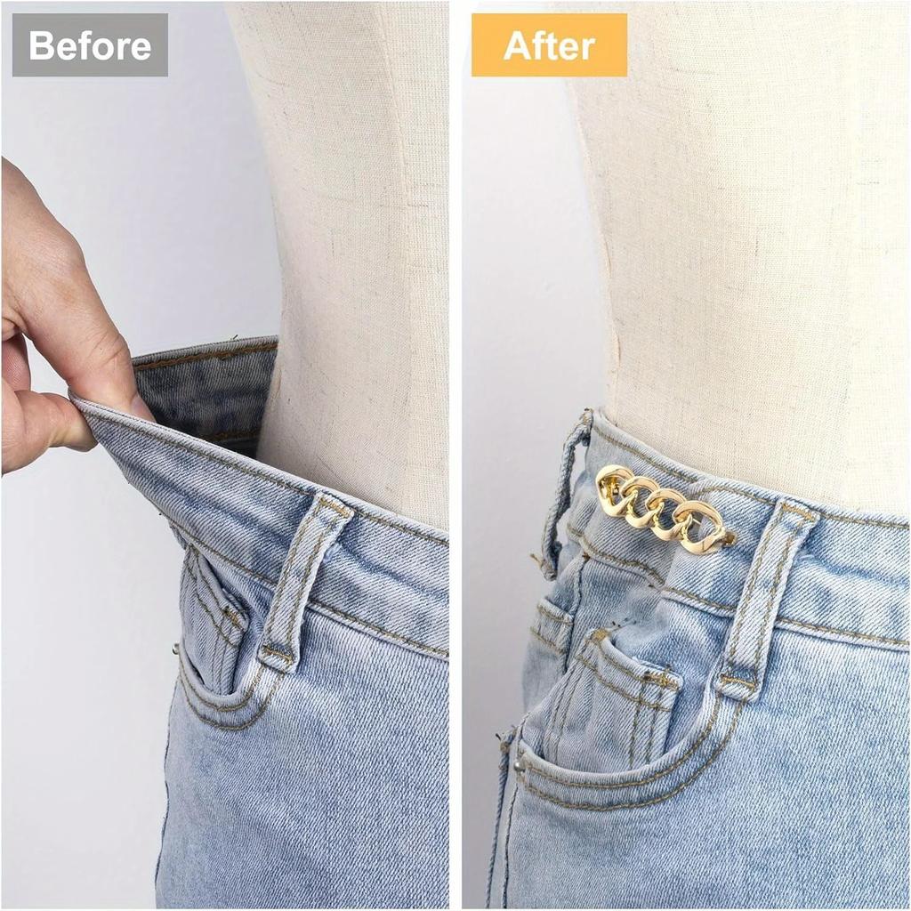 Elegante Kette Brosche Revers Anstecknadel Damen Hosen Taille Straffung Knopf Kleiderclip für Weite Hosen Röcke Ärmel Pullover