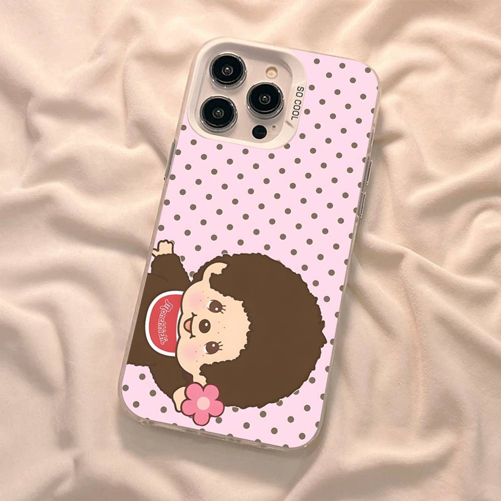 Cute M-monchhichis-s Phone Case For IPhone 17 16 15 14 11 12 13 Pro Max Plus Pro Colored Silver Cover