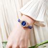 New Fashion Women Quartz Watch Leaf Design Slim Strap Rhinestone Round Dial Pull Adjustable Bracelet Wristwatch