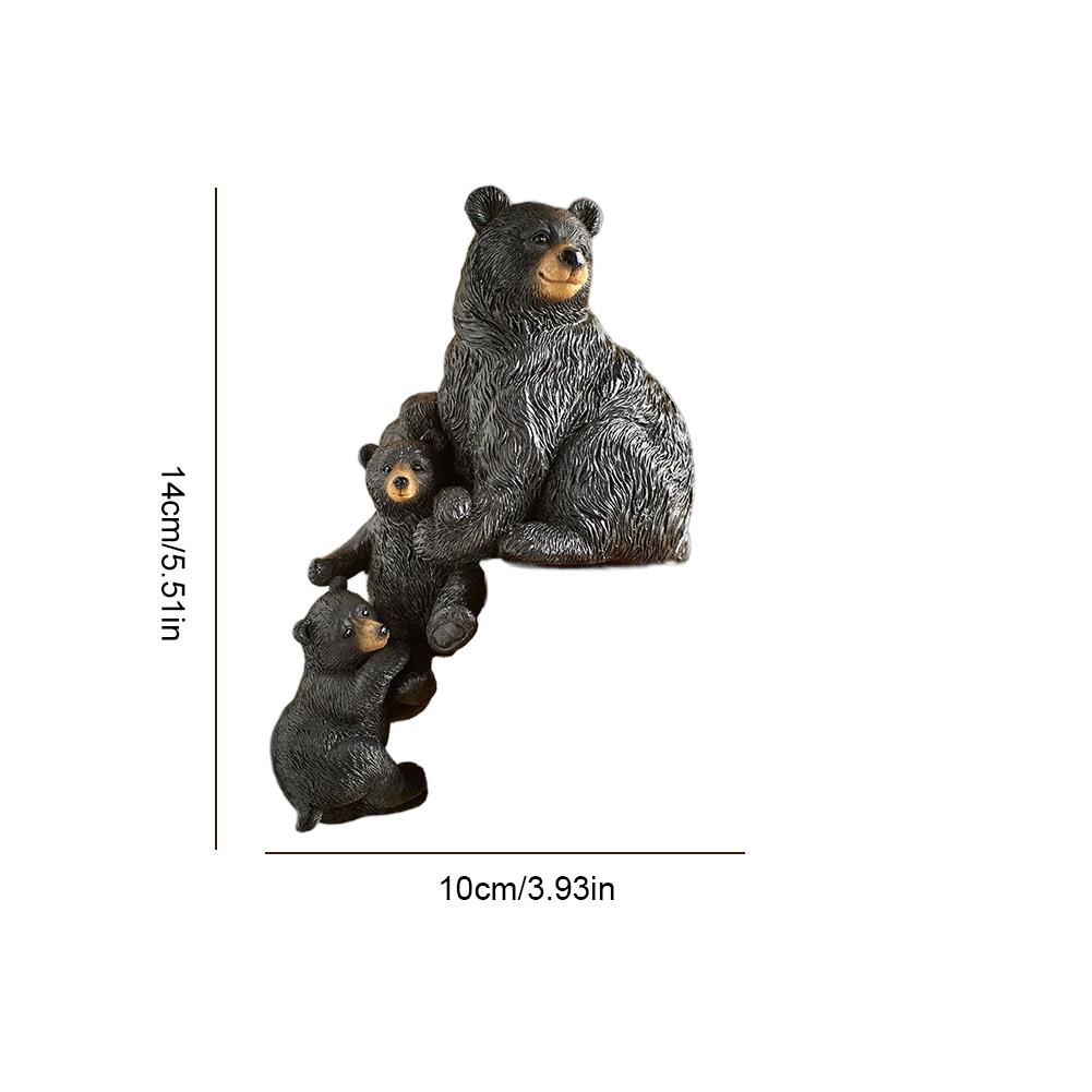 Christmas Black Bear Figurines Resin Miniature Art Craft for Bedside Tabletop