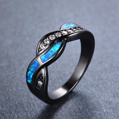 Fashionable European and American Style Black Gold Border with White Diamond Wrapped Ring for Men Simple and Personalized