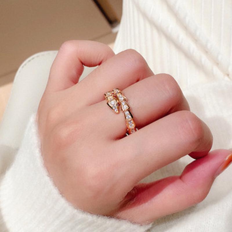 Platinum-Plated Open Bamboo Joint Zircon Knuckle Ring
