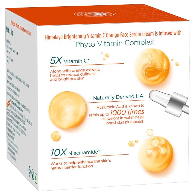 Himalaya Rozjasňujúci vitamín C pomarančový krémové sérum 50g Pre žiarivý rovnomerný tón pleti a hĺbkovú hydratáciu Pleťový hydratačný krém