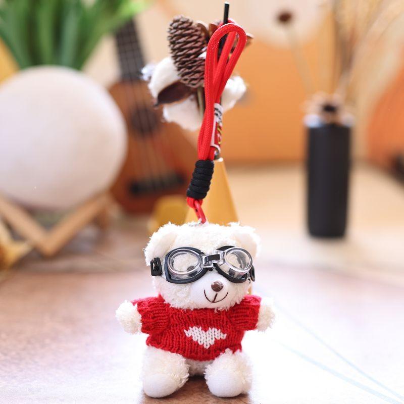 Bear Sweater Teddy Plush Doll Pilot Theme Durable Pp Cotton Toy For Bag Decor