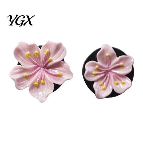 Tropical Car Vent Clip 1 Pair Flower Air Peach Blossom Conditioning Outlet Diffuser for Women Girls Cute Freshener Decor Interior Accessories