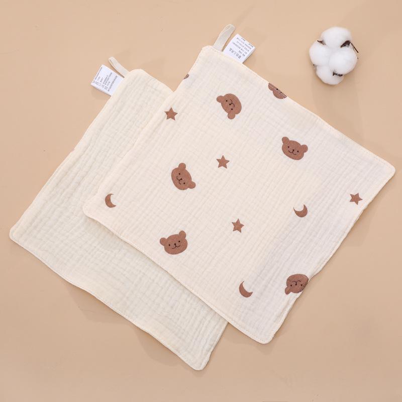 Baby Four-Layer Crepe Cotton Handkerchief - Printed Gauze Towel for Children