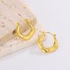 Personalized Simple U-shaped Earrings Niche Versatile Geometric Jewelry Lace Engraving Texture Titanium Steel Gold-plated Stud Earrings