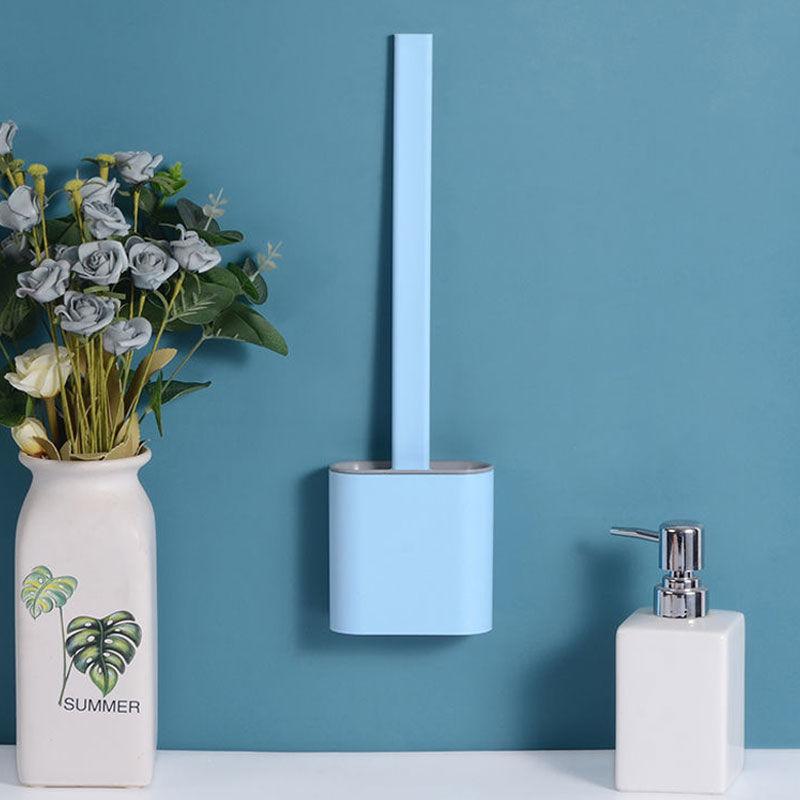 Toilet Brush with No Dead Ends Multi-function with Base Household Dormitory Toilet Brush Wall-mounted Silicone Soft Hair Cleaning Brush Set