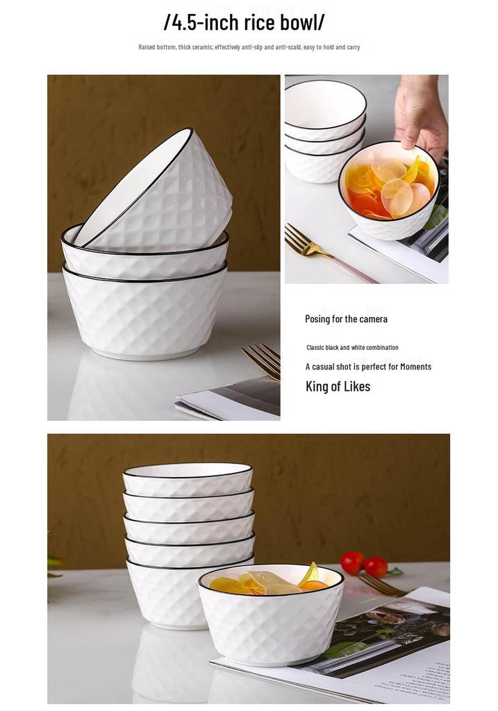 Ensemble de vaisselle en céramique japonaise: Assiettes et Bols pour 2-4 Personnes pour la Maison, Grands Bols à Soupe Inclus.