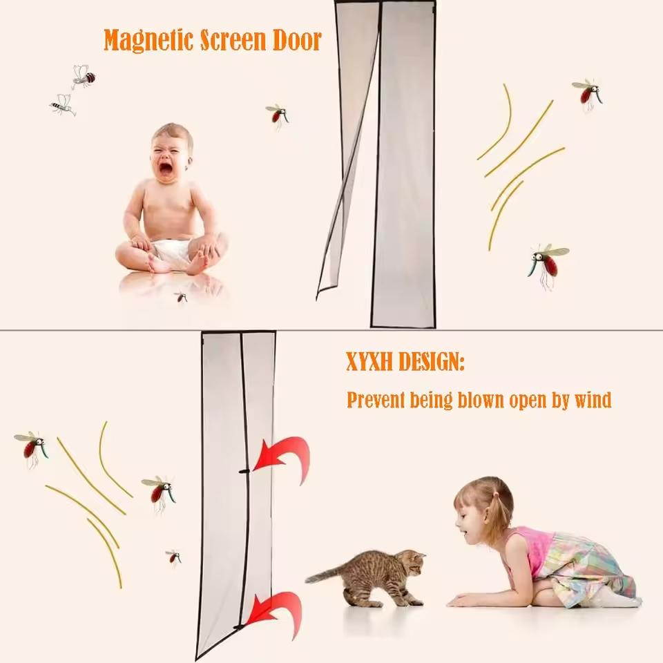Magnetic Door Screen Big Size Door Magnetic Mosquito Net Insect Proof Flight Summer and Kitchen Indoor Invisible Net Magnetic Door Mesh Net