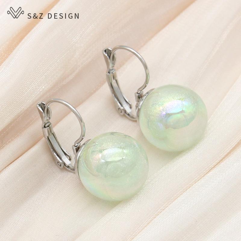 

Модные круглые серьги-капли цвета розового золота с разноцветными бусинами для женщин, свадебные элегантные ювелирные изделия, подарок, модные серьги-капли