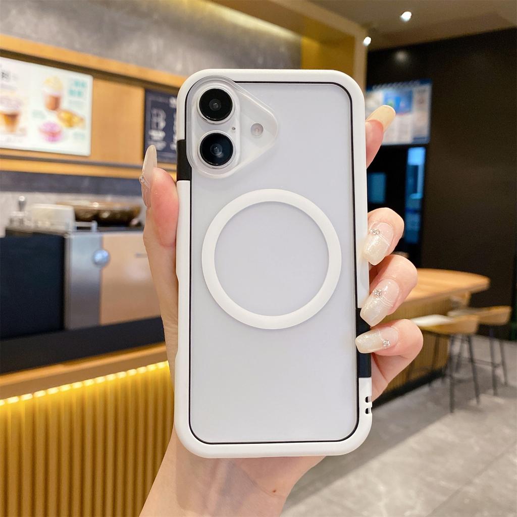 For iPhone 16 Case Compatible with MagSafe Detachable 2-in-1 TPU+PC Clear Phone Cover - Pink / Blue