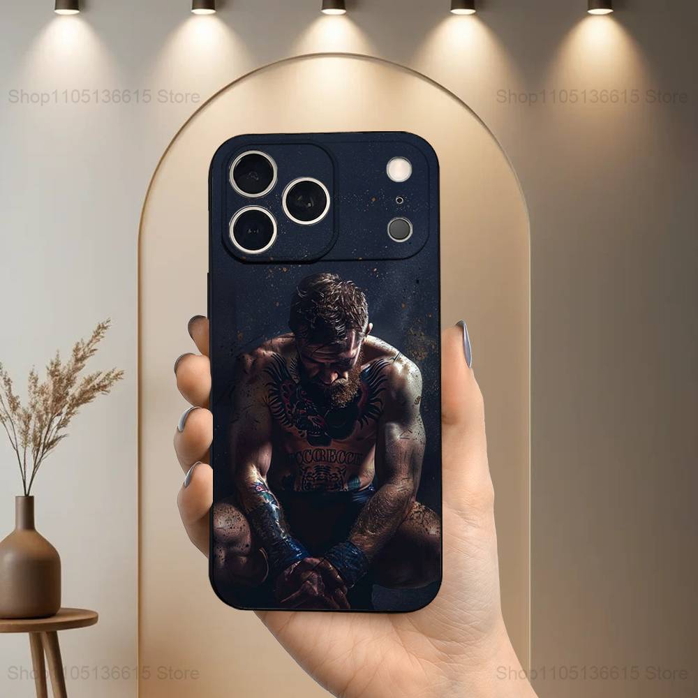 

Boxing C-CONOR M-McGregor Case For iPhone 17,16,15,14,13,12,11,Plus,Pro Max,XS,X,XR,SE,Mini,8,7,Soft Silicone Black Cover iPhone16