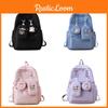 Girl Print Oxford Backpack Breathable Laptop Compartment School Use Students