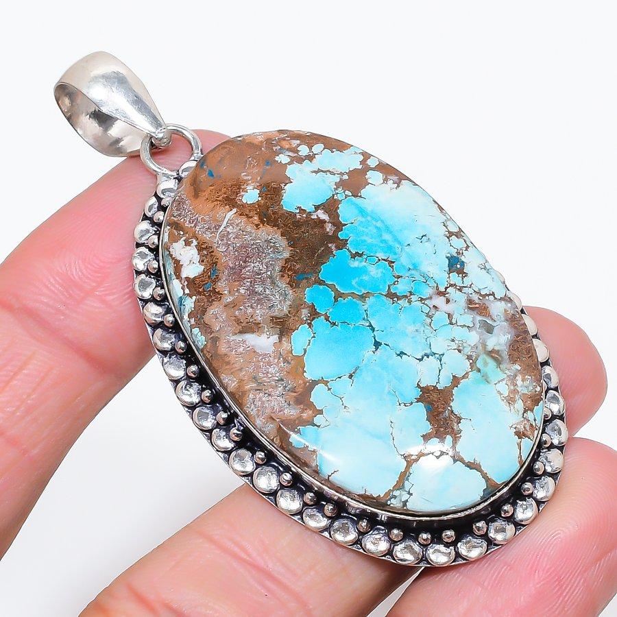 

Natural Tibetan Turquoise 925 Sterling Silver Jewelry Pendant 2.76 n2W40