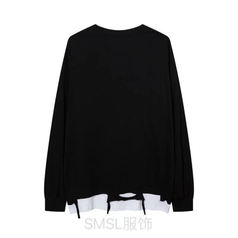 High Street Sweatshirt Kette Langarm Hip Hop Herren Herbst Fake Zwei Übergröße T-Shirt Top Schweres Basic-Shirt