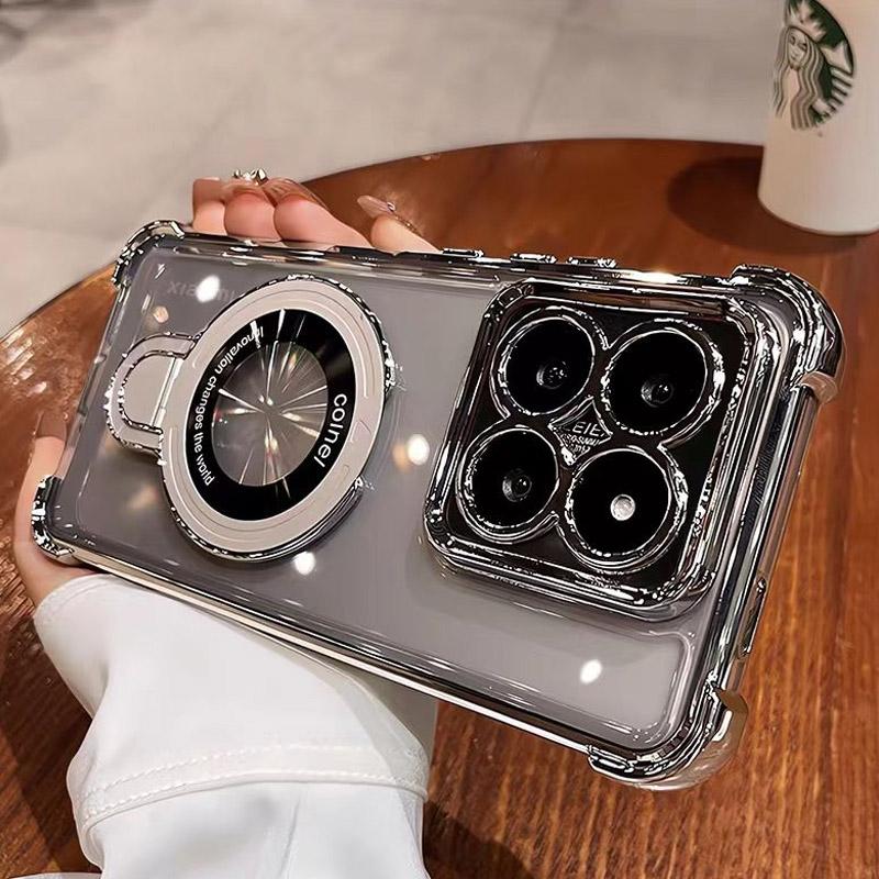 Transparent Shockproof Magnetic Bracket Phone Case For Xiaomi Redmi Note 15 Pro Note 14 Pro Plus 14S 14C 15C 4G 5G Stand Cover