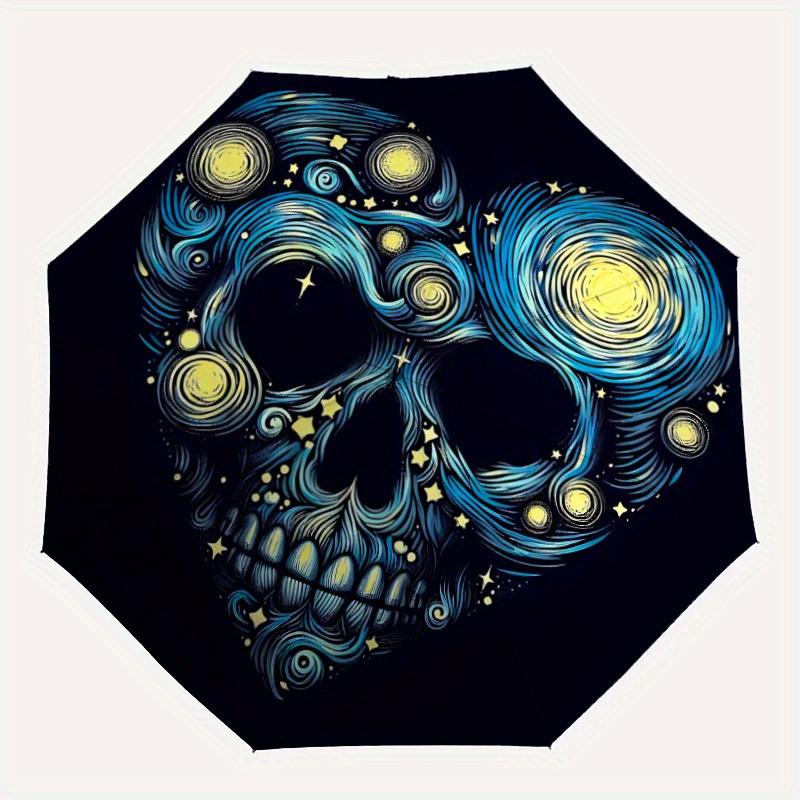 

1pc Skull Galaxy Heart Automatic Open/close Umbrella, 8-Rib sturdy structure, Portable Travel Umbrella, Parties, Everyday Use, Outdoor Acces