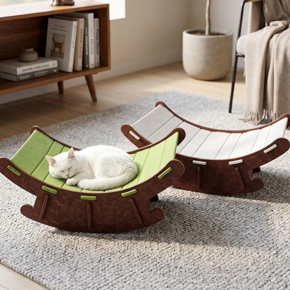 Elevated Pet Rocker Bed Wear-Resistant Cat Lounge Chair Cat Claw Rocker Chair for Grinding Paws