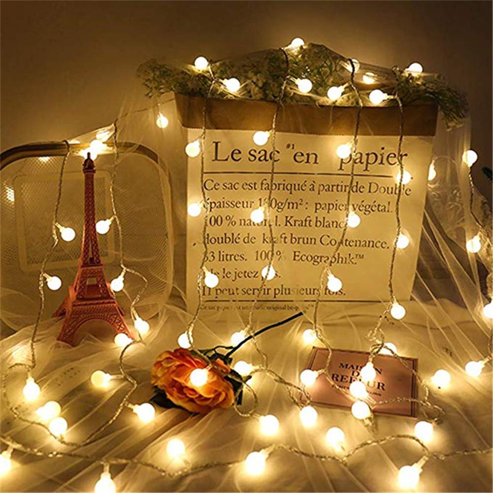 3M 6M 10M USB Strom 20/40/80 Kugeln LED Lichterkette Lichterkette Außenlampe Hochzeit Garten Lichterketten Weihnachtsdekoration