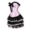 Set Due Pezzi Shapewear Donna Forma Palazzo Top Corsetto Modellante con Bordi Arricciati Gonna Corta