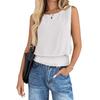 Women's Solid Color Round Neck Sleeveless Smocked Elastic Hem Casual Tank Top Basic Summer Camisole