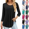 Women's Fashion Casual Three-quarter Sleeve Color Round Neck Top